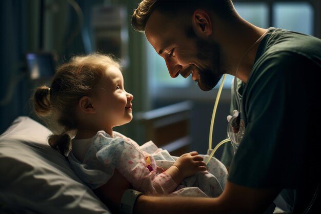 Un momento commovente La cordiale visita di un padre in ospedale e un regalo premuroso per sua figlia