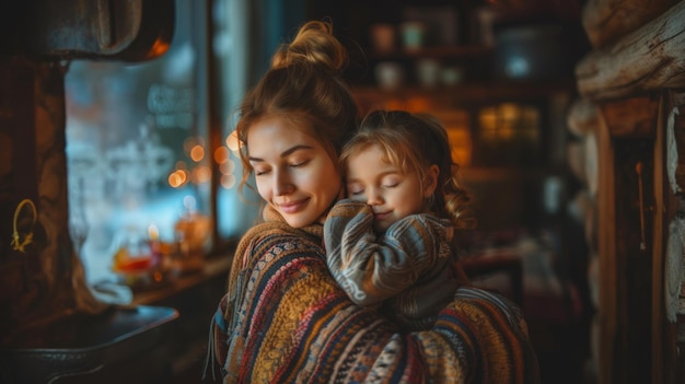 Un momento di tenerezza tra madre e figlio a casa