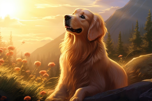 Un momento maestoso Il radiante golden retriever