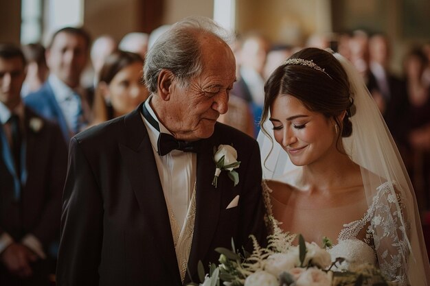 Un momento tenero tra la sposa e suo padre un ai generativo