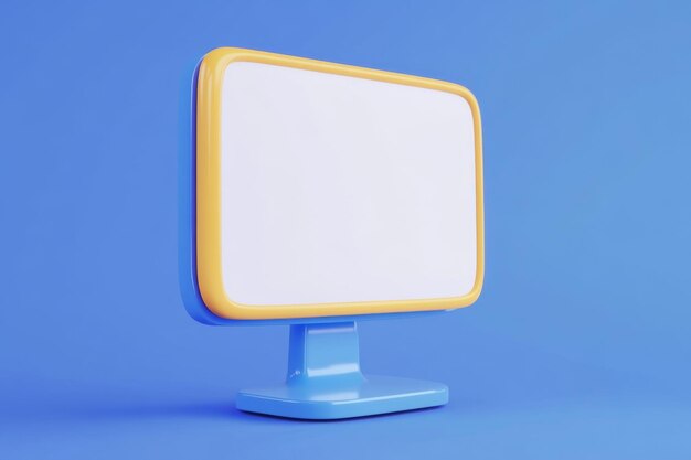 un monitor blu e giallo con un bordo giallo e arancione