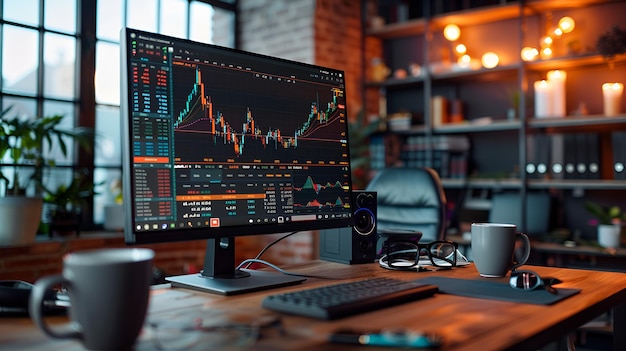 un monitor di computer con un grafico che mostra il grafico del grafico