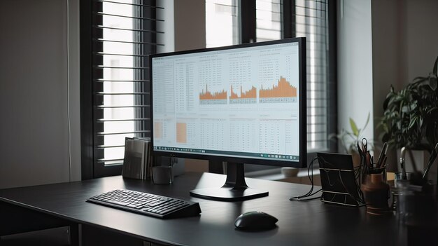 Un monitor di computer con un grafico sullo schermo