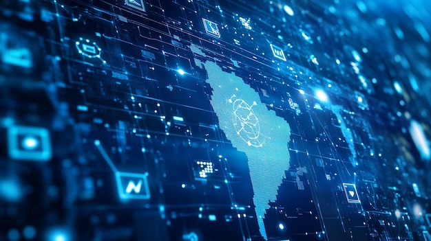 un monitor di computer con una mappa del mondo sullo schermo