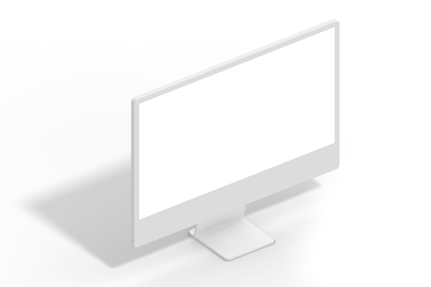 Un monitor di computer con uno sfondo bianco e uno schermo bianco.