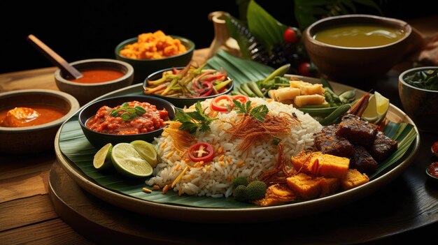 un mosaico di delizie culinarie indonesiane con piatti appetitosi