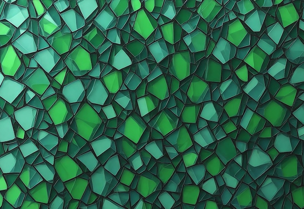 Un mosaico di vetro verde su uno sfondo blu