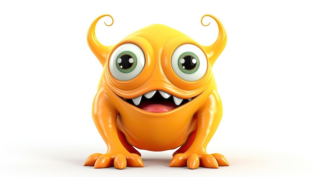 un mostro giallo con occhi grandi e occhi verdi