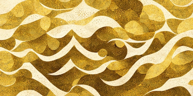 Un motivo a onde d'oro e bianco con sopra la parola oceano.