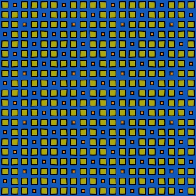 Un motivo blu e giallo con quadrati.