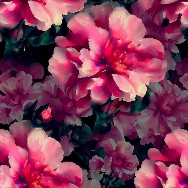 Un motivo floreale con fiori rosa.