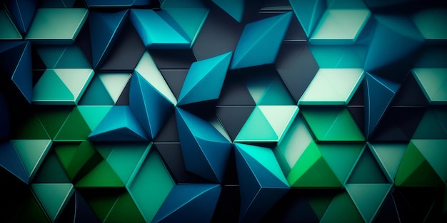 Un motivo geometrico astratto nei toni del blu e del verde Generative AI