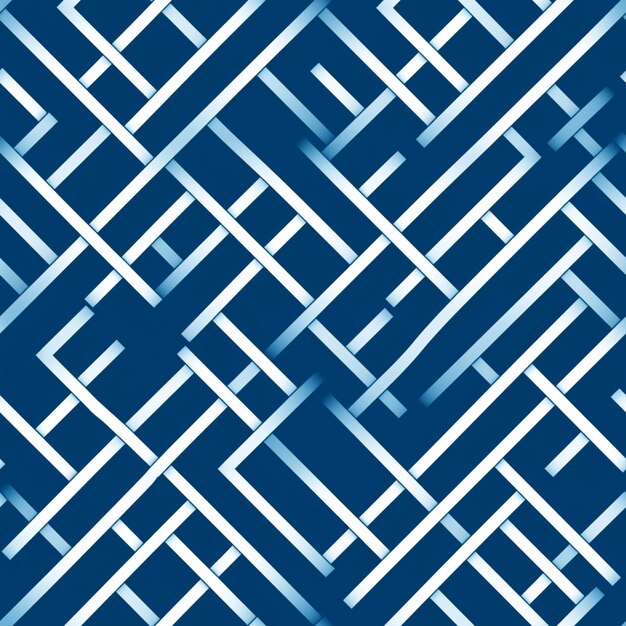 Un motivo geometrico blu e bianco con linee ai generative