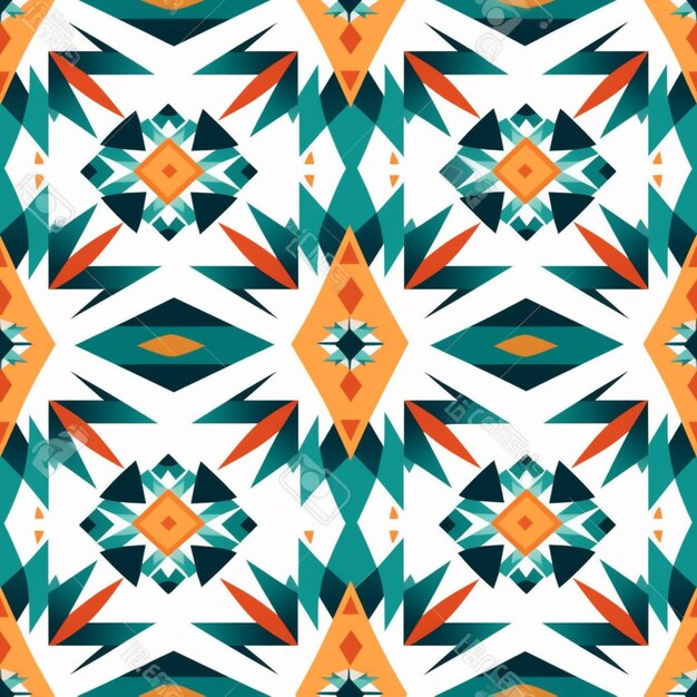 un motivo geometrico con colori arancio e blu generativi ai