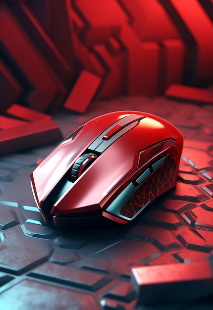 un mouse del computer rosso con uno sfondo rosso con uno sfondo rosso.