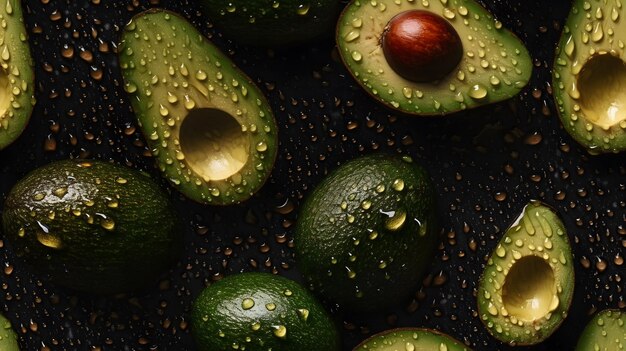 Un mucchio di avocado con la parola avocado sul lato