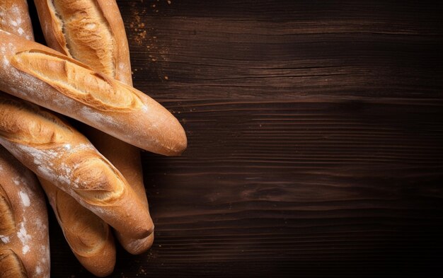 Un mucchio di baguette su un tavolo di legno