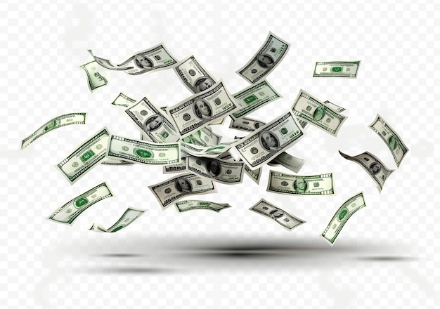 un mucchio di banconote di un dollaro sta volando in aria