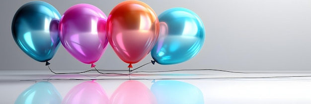 Un mucchio di colorati palloncini olografici con confetti isolati su uno sfondo bianco