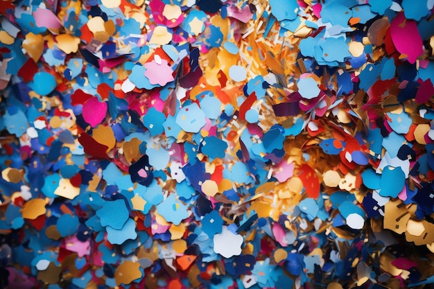 un mucchio di confetti spruzzati su un tavolo