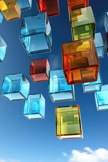Un mucchio di cubi colorati che fluttuano nell'aria IA generativa