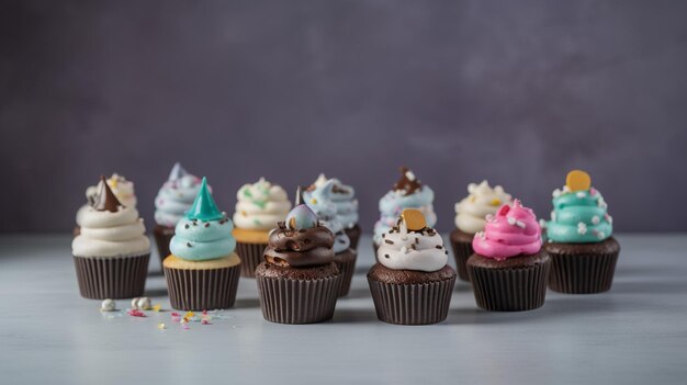 Un mucchio di cupcakes con gusti diversi sopra