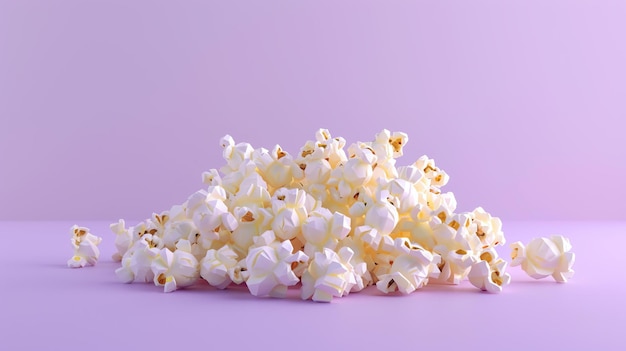 Un mucchio di deliziosi popcorn isolati su uno sfondo rosa Perfetto per spuntare mentre si guarda un film o uno spettacolo TV