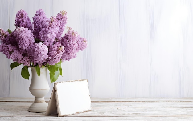 Un mucchio di lavanda in un vaso su un tavolo di legno