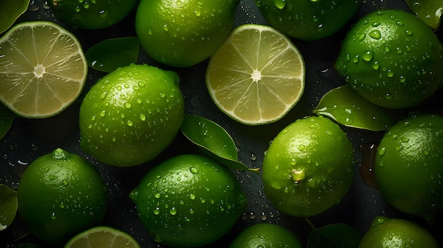 Un mucchio di lime con la parola lime sul lato