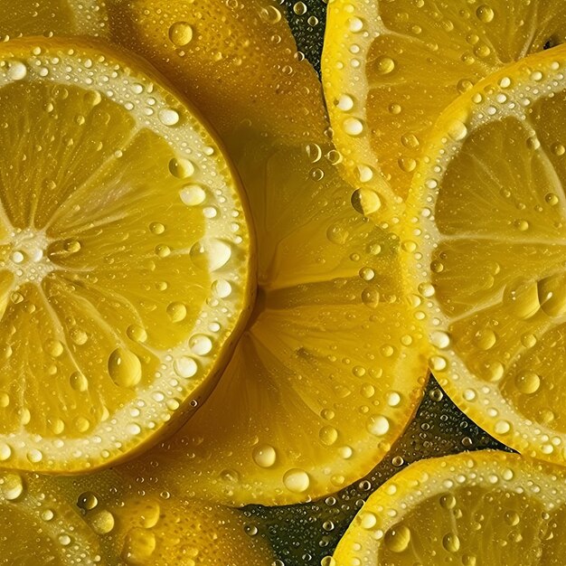 Un mucchio di limoni sono su uno sfondo verde