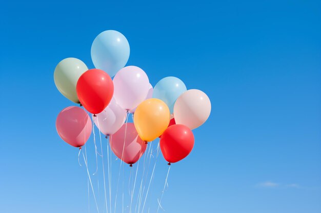 un mucchio di palloncini che fluttuano nell'aria