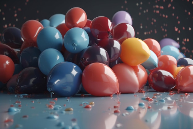 Un mucchio di palloncini colorati con sopra la parola palloncino
