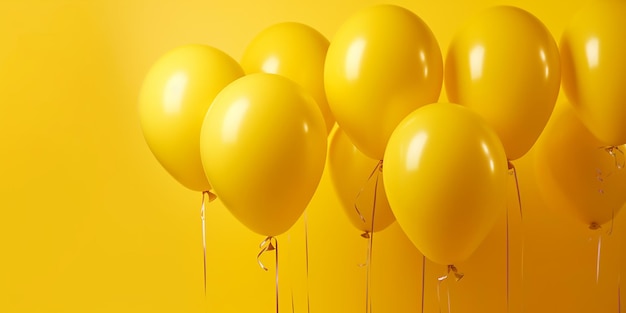 Un mucchio di palloncini gialli con uno giallo