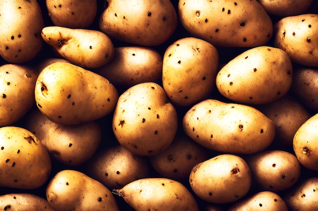 Un mucchio di patate con la parola patata in cima