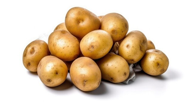 un mucchio di patate isolate su uno sfondo bianco