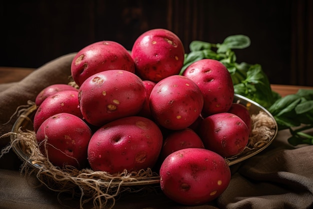 Un mucchio di patate rosse crude