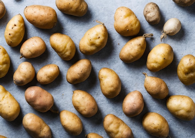 Un mucchio di patate su un tavolo