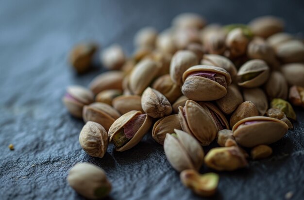 Un mucchio di pistacchi su una superficie nera