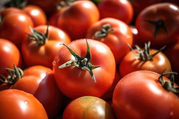 Un mucchio di pomodori sono in un mucchio.