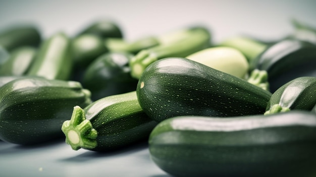 Un mucchio di zucchine su un tavolo