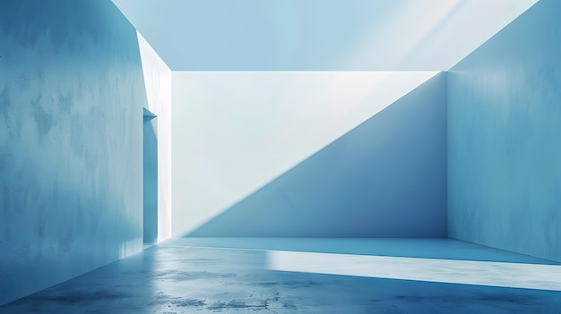 un muro blu e bianco con una porta bianca e un muro bianco