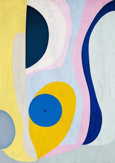 Un muro colorato con un cerchio blu e un cerchio giallo