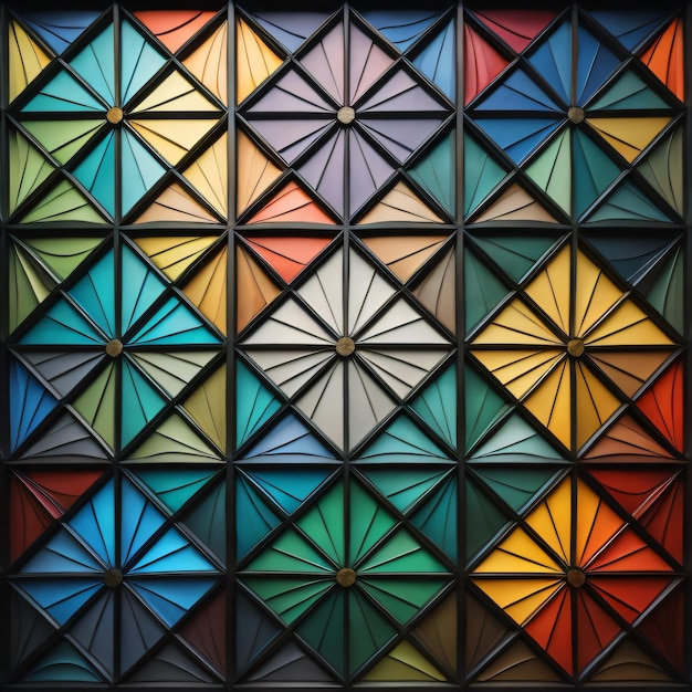Un muro colorato con un disegno geometrico che dice "mosaico".