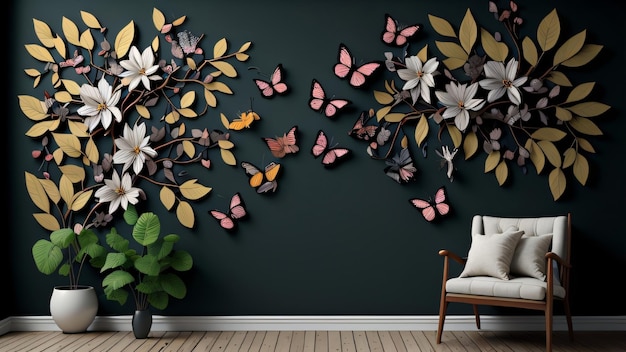 Un muro con sopra delle farfalle