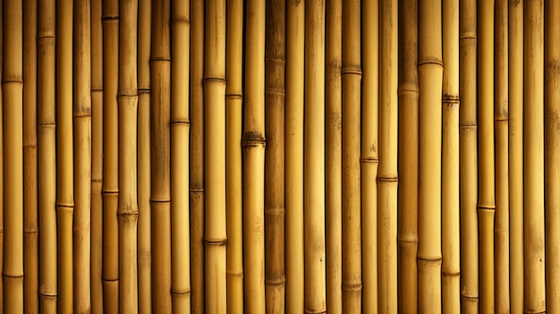 Un muro di bambù giallo tagliato a griglia.