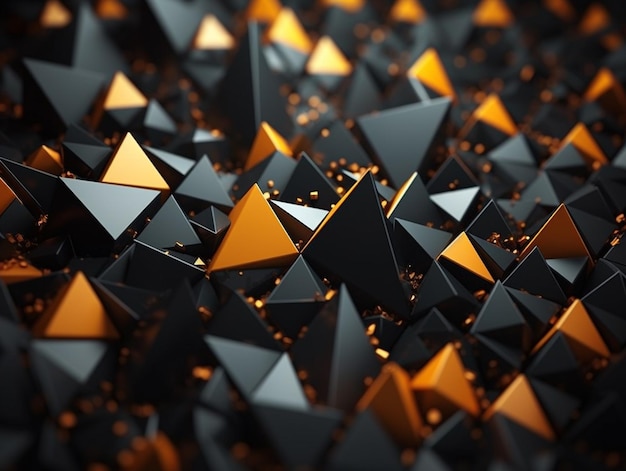un muro di forme geometriche con triangoli arancioni