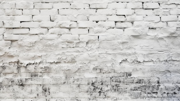 Un muro di mattoni bianchi con muffa nera sul fondo.