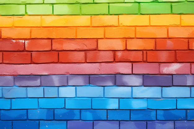 Un muro di mattoni color arcobaleno