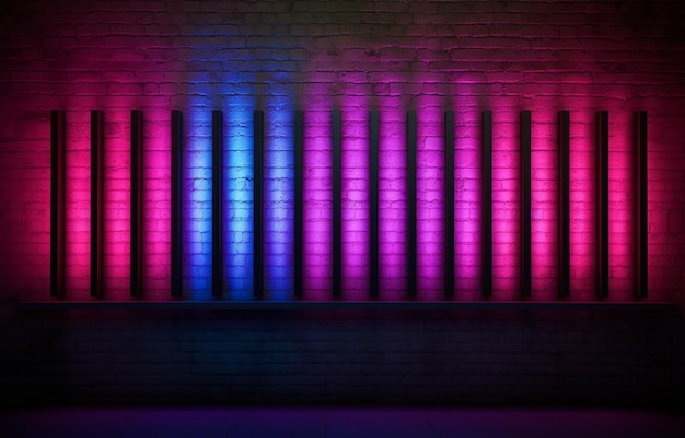 Un muro di mattoni con luci al neon