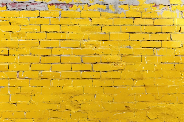 Un muro di mattoni giallo con una striscia bianca dipinta su di esso e un idrante antincendio bianco e nero di fronte a